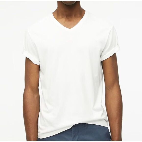 J CREW Mens White Slim-Washed Jersey V-Neck Tee NEW Small S 40993 - Picture 1 of 11